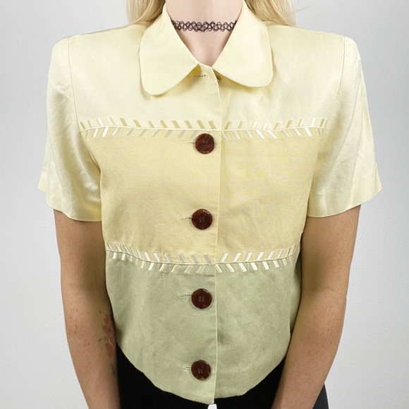 Positive Attitude Tops - Positive Attitude Button Down Top Striped 8 VTG